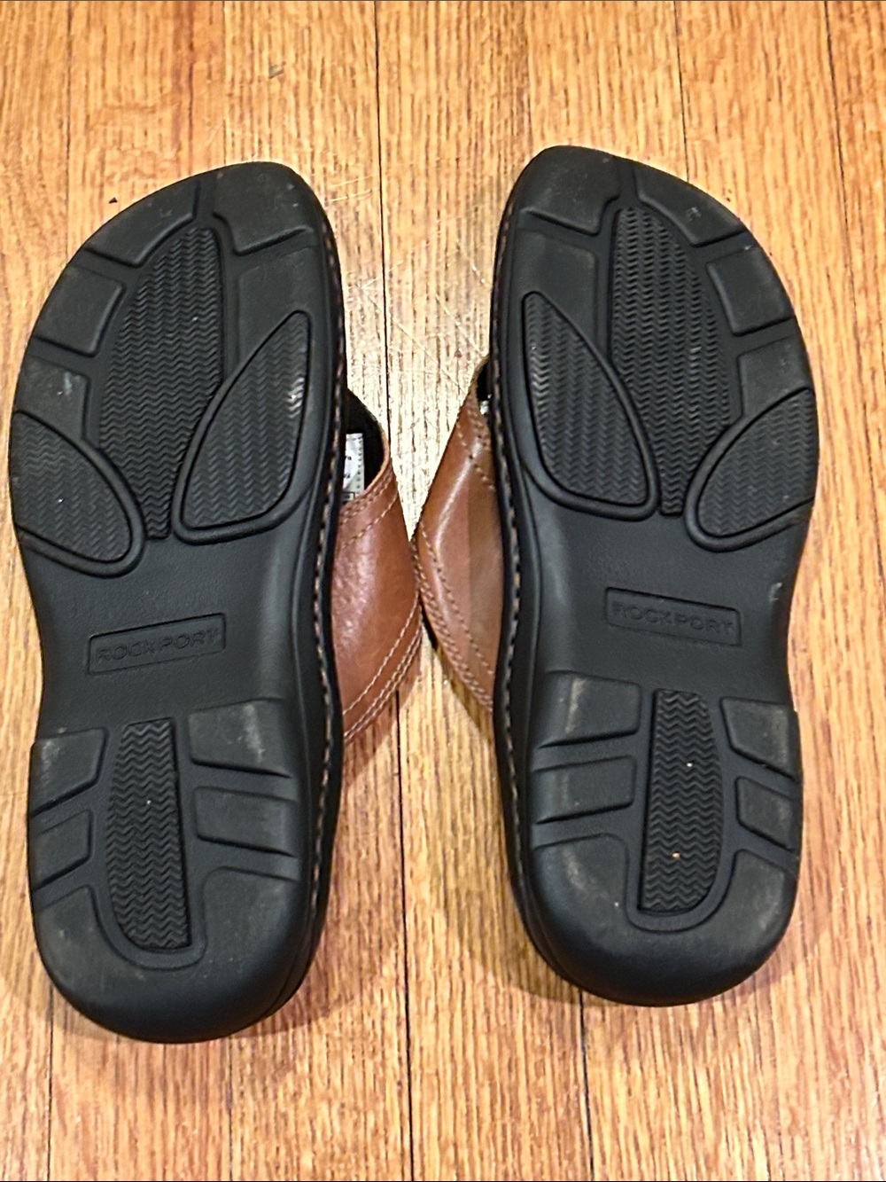 Rockport Brown and Black Men’s Leather Flip-Flops - Size 11 - Picture 9 of 11